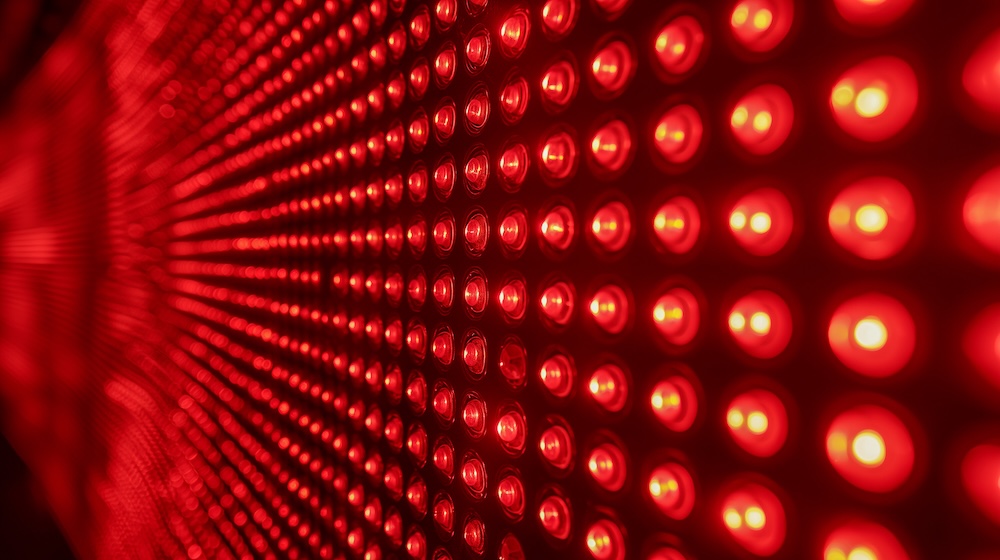 Close view of red lights in red light therapy